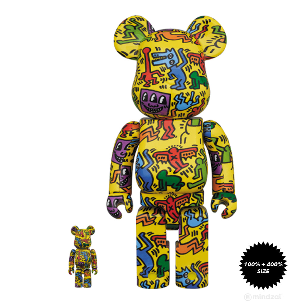 Keith Haring #5 100% + 400% Bearbrick Set by Medicom Toy