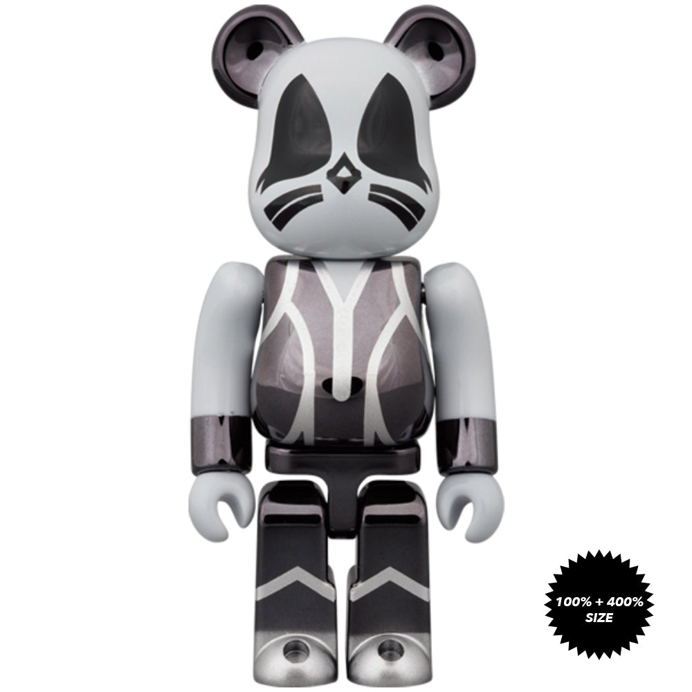 KISS Catman (Chrome Ver.) 100% + 400% Bearbrick Set by Medicom Toy