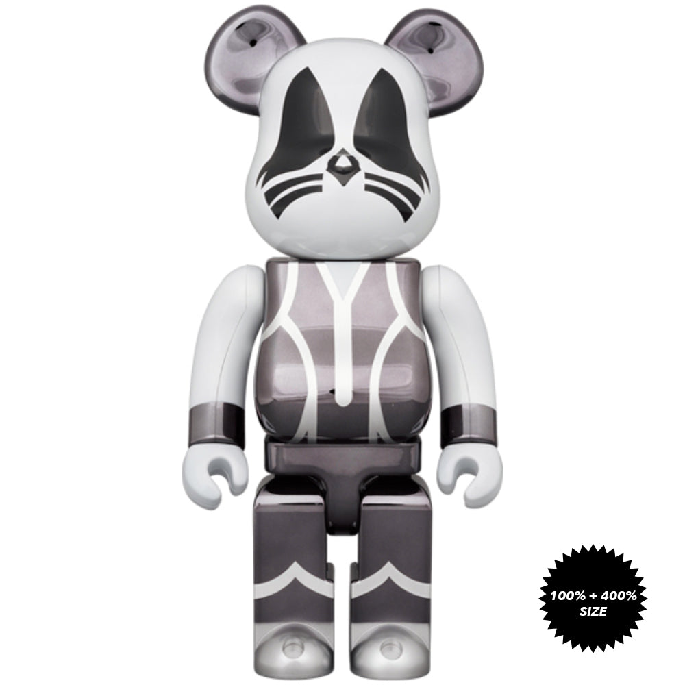 KISS Catman (Chrome Ver.) 100% + 400% Bearbrick Set by Medicom Toy