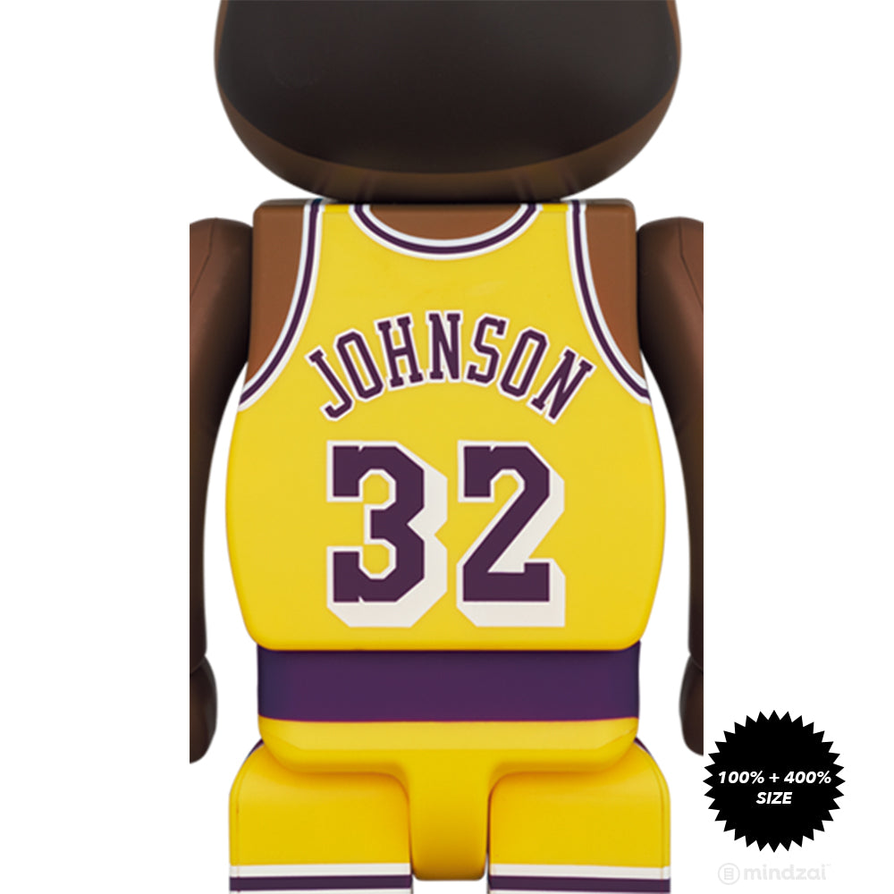 Magic Johnson (Los Angeles Lakers) 100% + 400% Bearbrick Set by