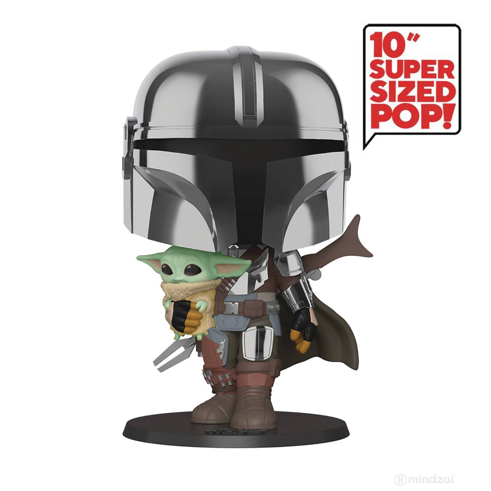 Star Wars Mandalorian Mandalorian (Chrome Ver.) 10-inch POP Toy Figure by Funko