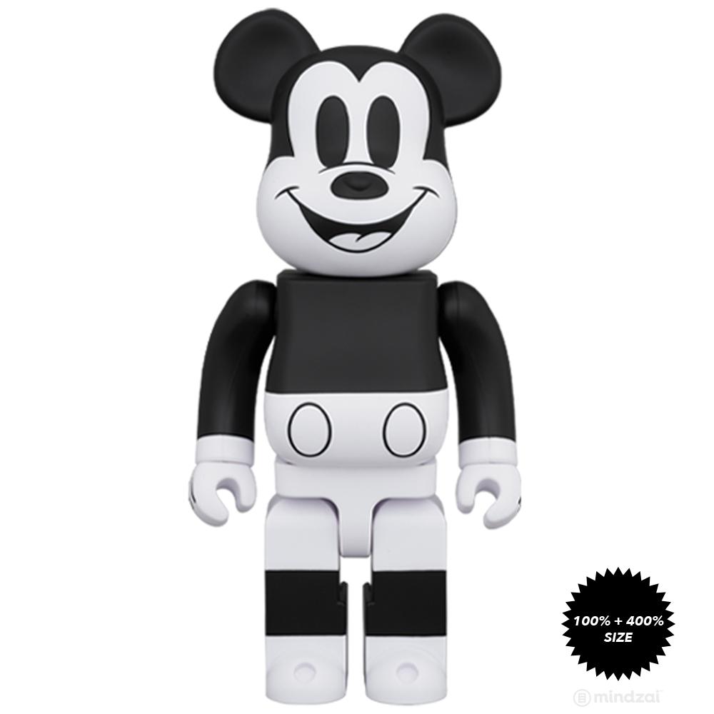 Mickey Mouse (B&W 2020 Ver.) 100% + 400% Bearbrick Set by Medicom