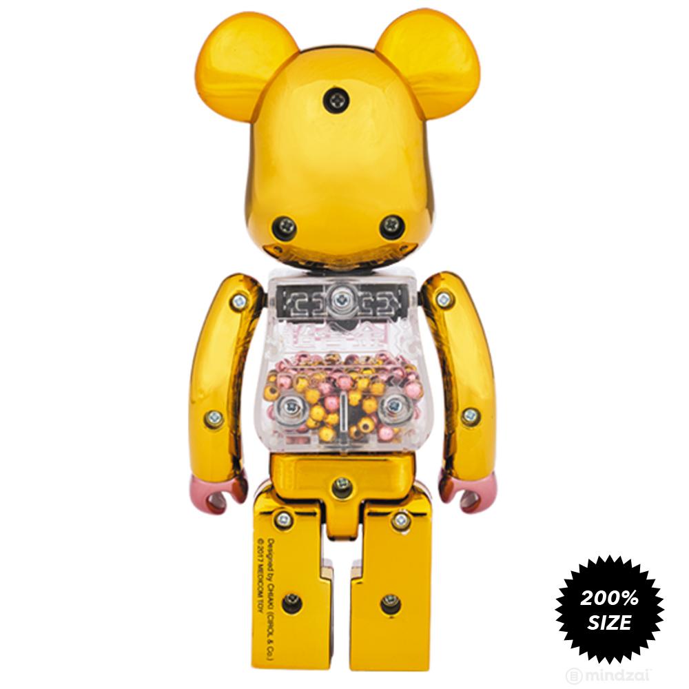 My First Bearbrick Baby Pink/Gold Chogokin Metal Alloy 200% Bearbrick