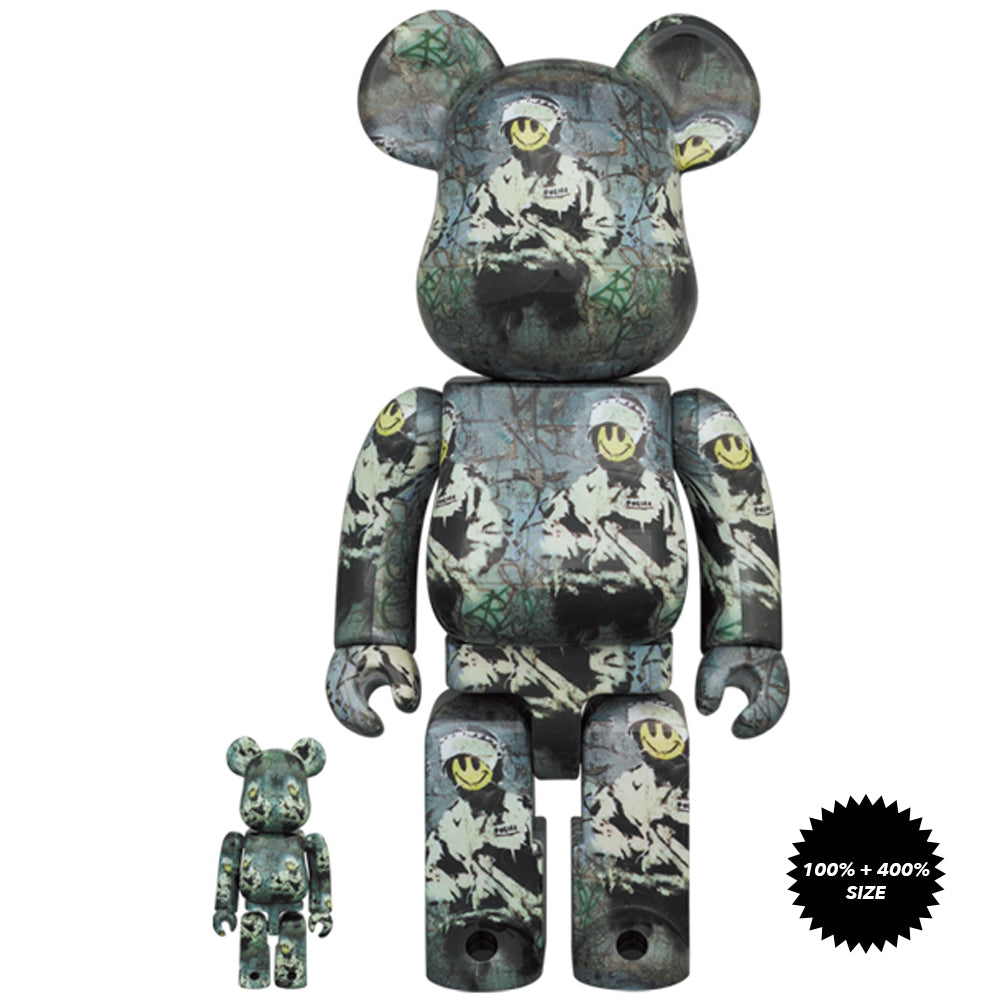 Banksy Riot Cop 100% + 400% Bearbrick Set by Medicom Toy