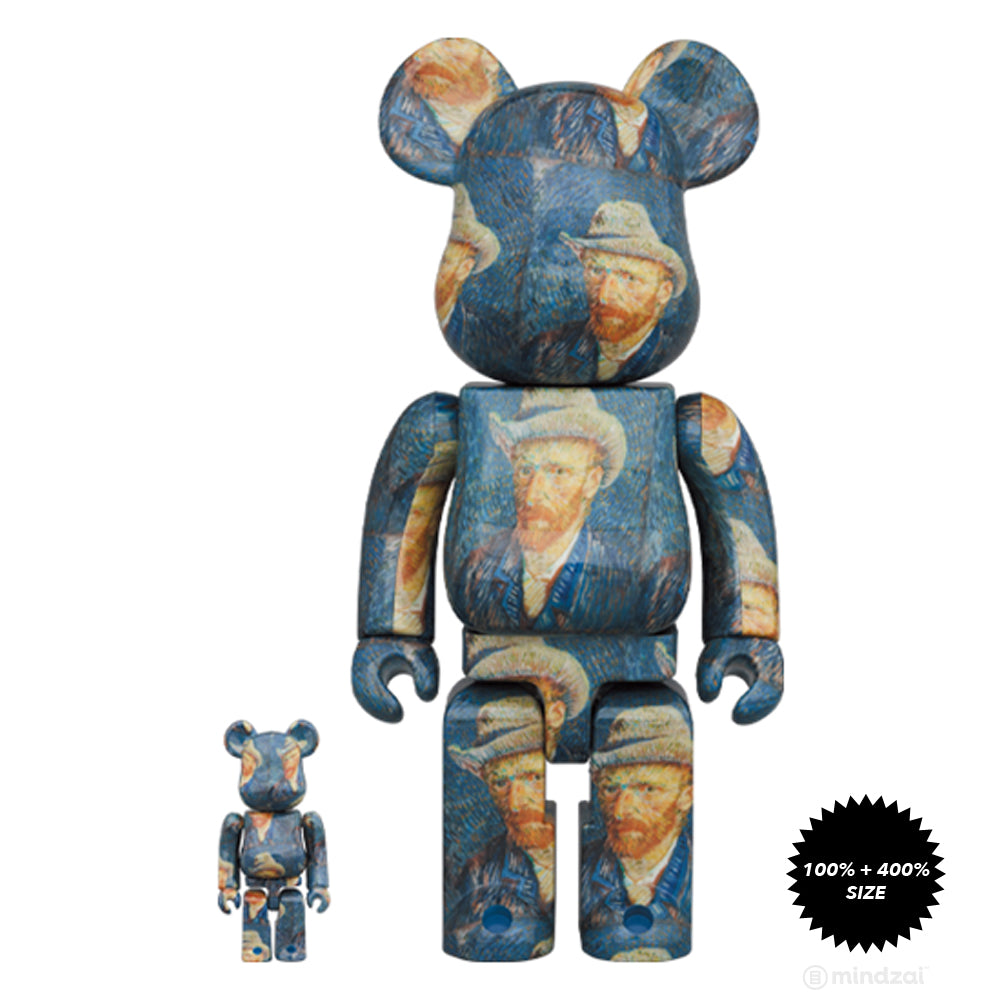 Self Portrait 100% + 400% Bearbrick by Vincent Van Gogh Museum x Medicom Toy