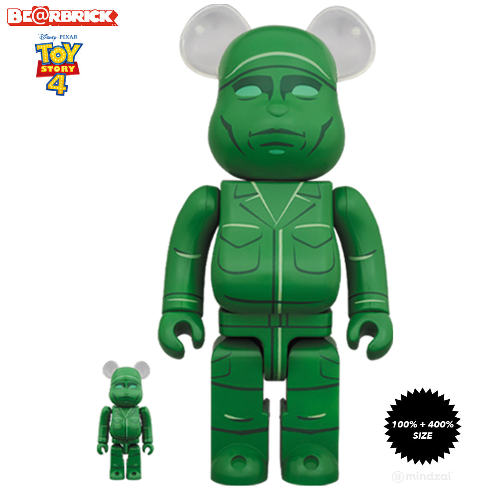 Green Army Men Toy Story 4 100% + 400% Bearbrick Set by Disney Pixar x  Medicom Toy