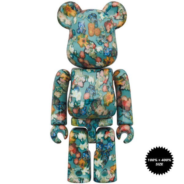 *Pre-order* Floral Pattern 50th Anniversary of the Van Gogh Museum 100% +  400% Bearbrick Set by Medicom Toy