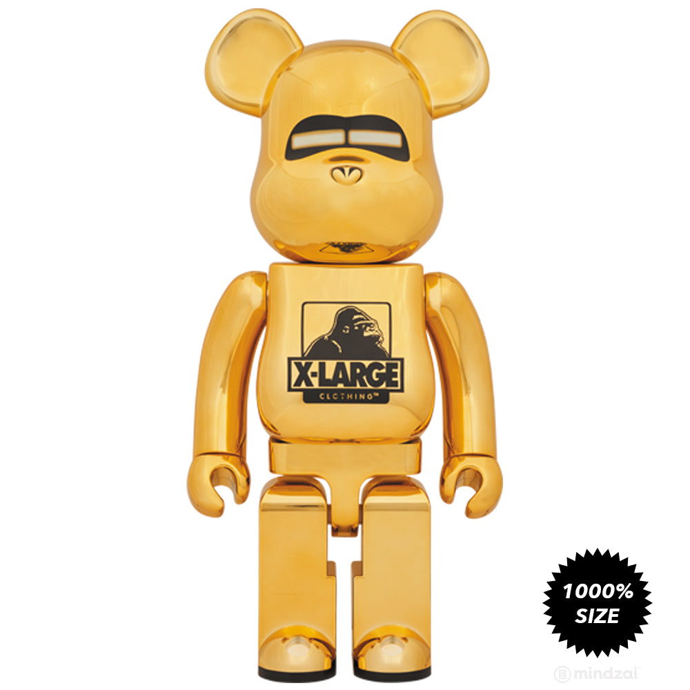 XLarge x Sorayama Chrome Gold 1000% Bearbrick by Medicom Toy - Pre-order